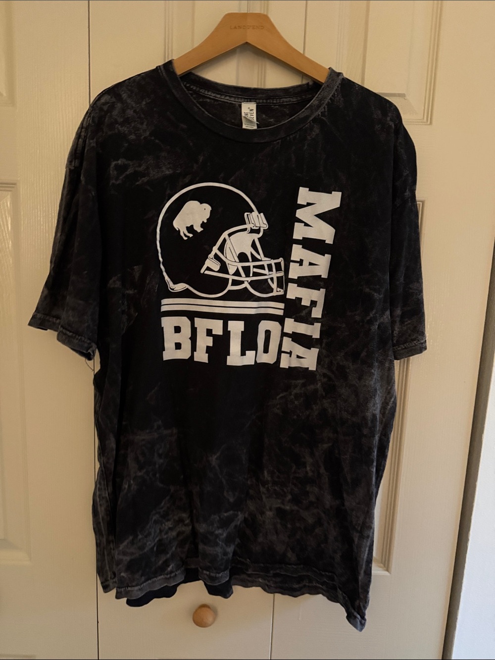 Men's Black Tie-Dye Graphic Short-Sleeve Tee - BFLO Football